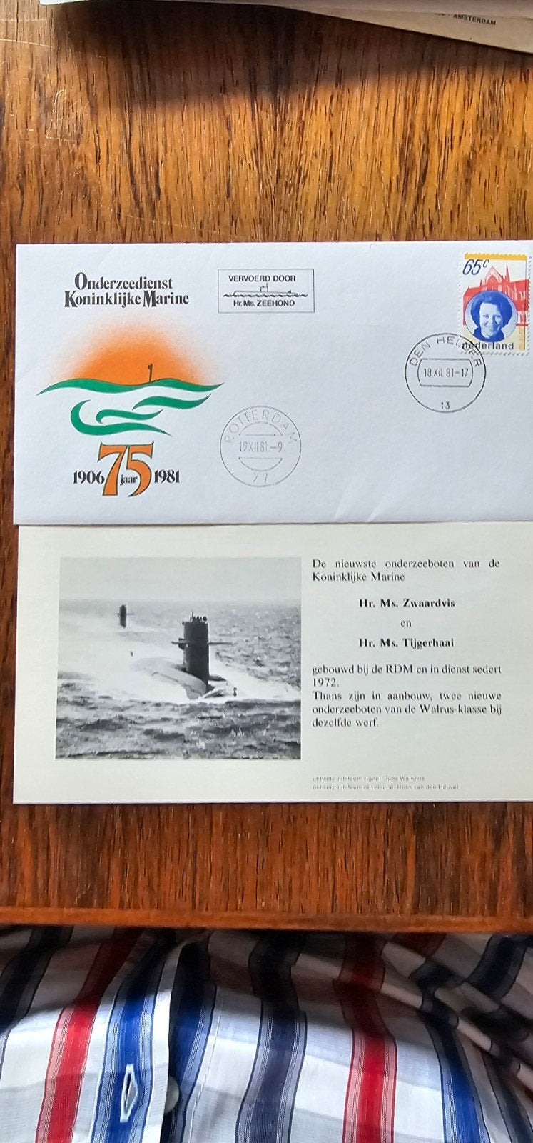 Envelop Onderzeedienst Koninklijke Marine 75 jaar 1906-1981, Verzenden, 1980 tot heden