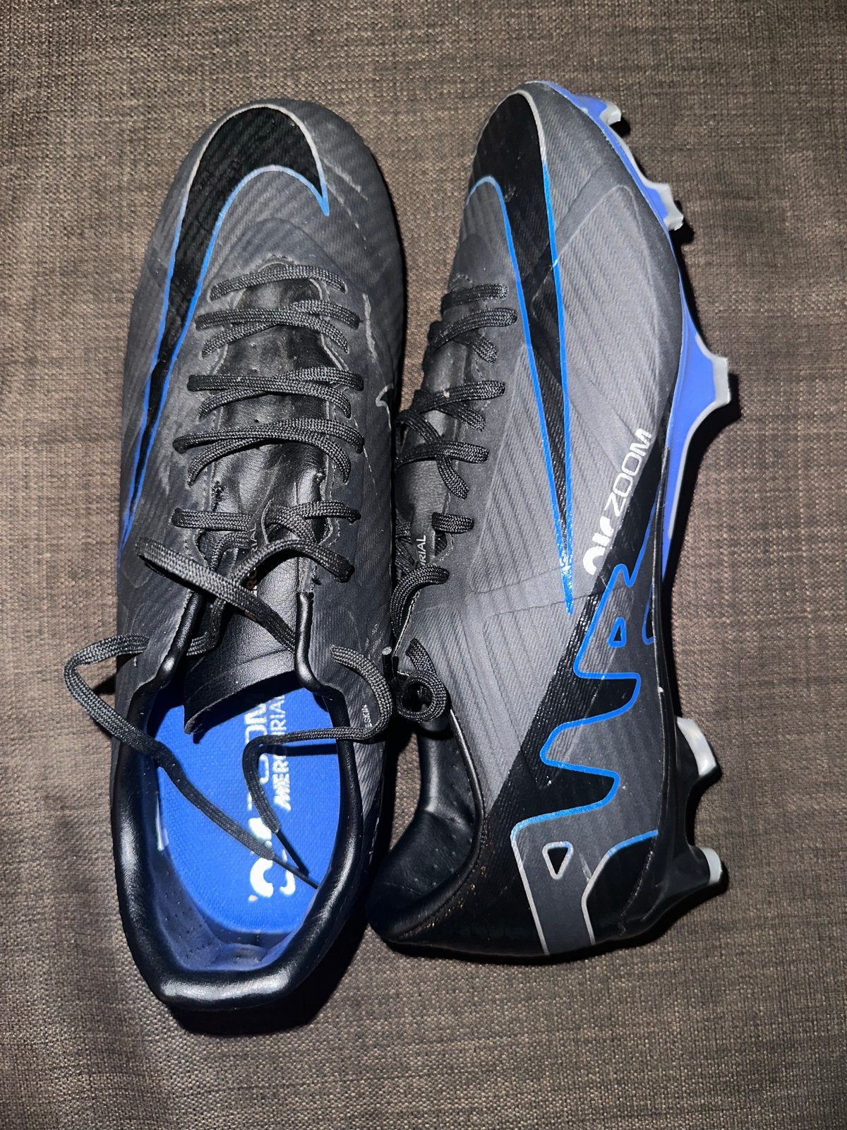 Nike Mercurial Voetbalschoenen Zwart/Blauw maat 45, Ophalen of Verzenden, Zo goed als nieuw, Schoenen