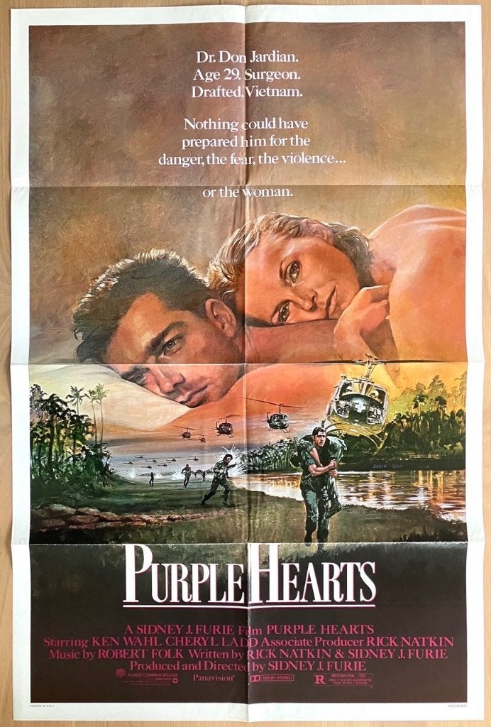 Purple Hearts (1984) - Originele filmposter, Ophalen of Verzenden, Zo goed als nieuw, A1 t/m A3, Film en Tv