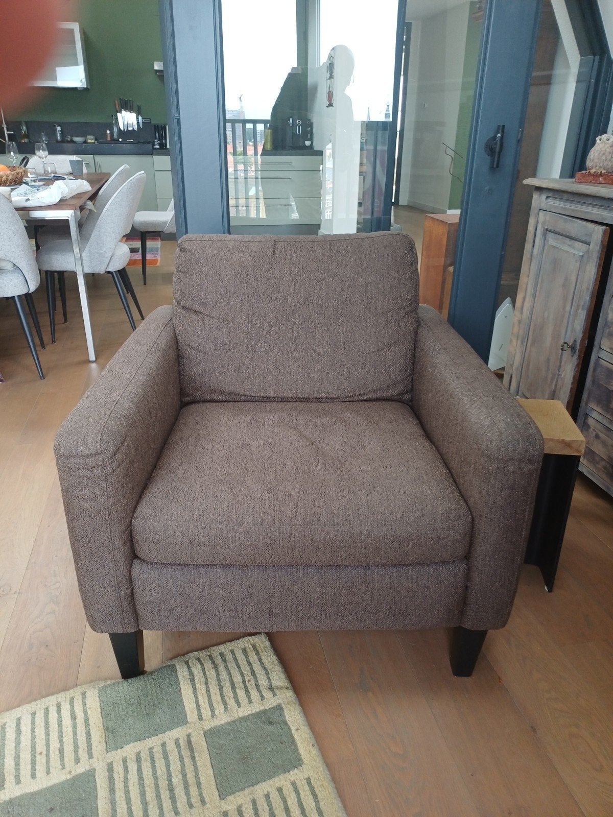 Comfortabele bruine fauteuil, Gebruikt, 75 tot 100 cm, Ophalen of Verzenden, Stof