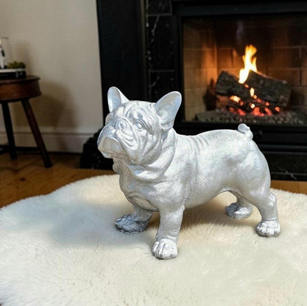 Zilver Franse & Engelse bulldog beelden uniek, Ophalen of Verzenden, Nieuw, Dier
