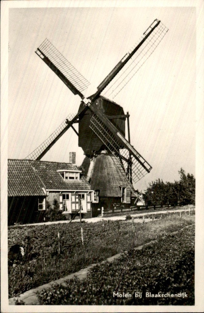 Blaakschendijk - Molen - Molen bij Blaakschendijk, Ophalen of Verzenden, 1940 tot 1960, Gelopen, Zuid-Holland