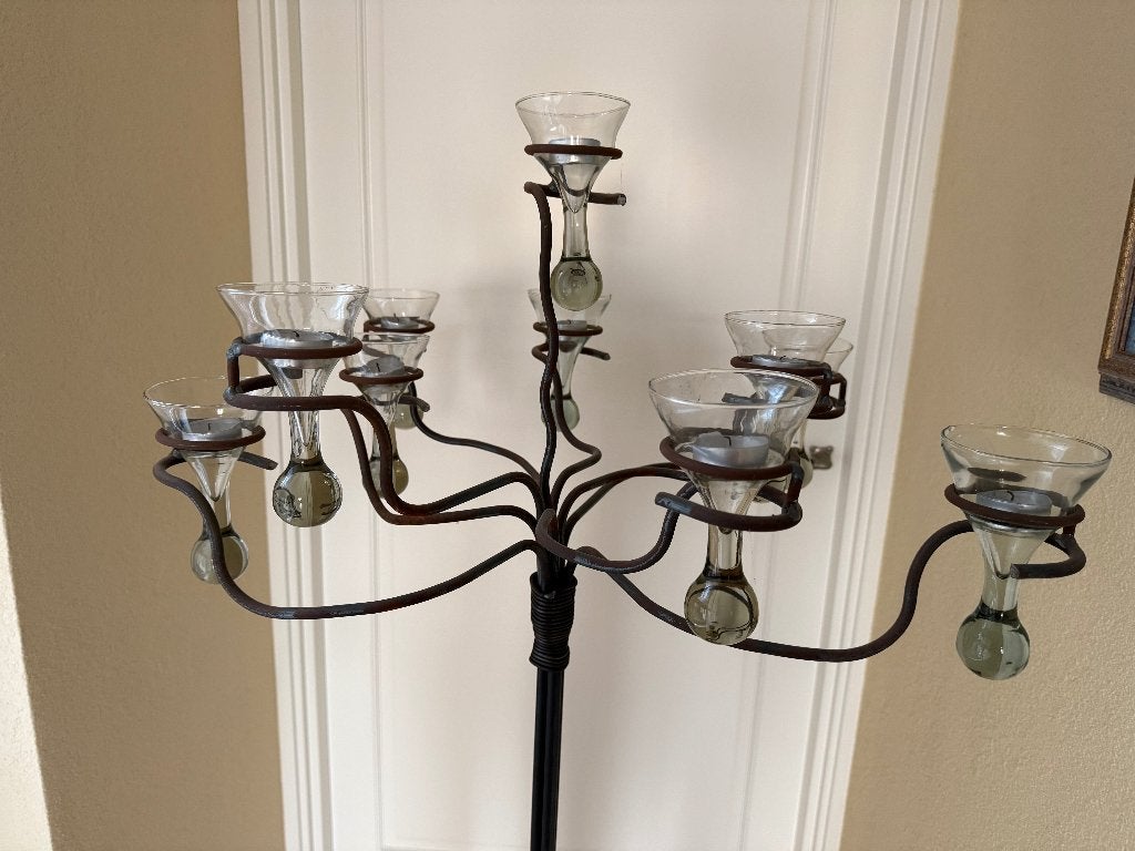 Brocante staande kandelaar 150 cm, Huis en Inrichting, Ophalen, Gebruikt, Meerkleurig, Metaal