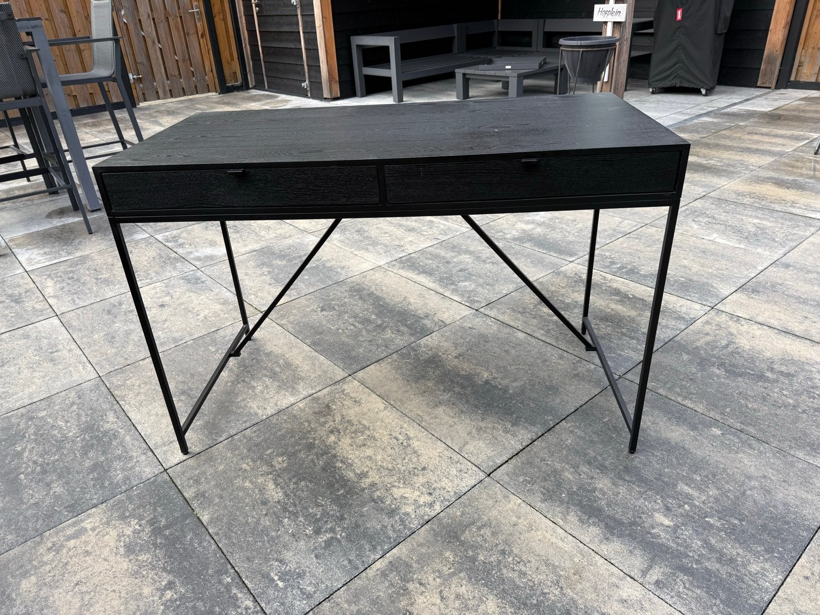 Riviera Maison Bureau Zwart met Lades - 120x60x80 cm, Zwart, Gebruikt, Met lades, Ophalen of Verzenden