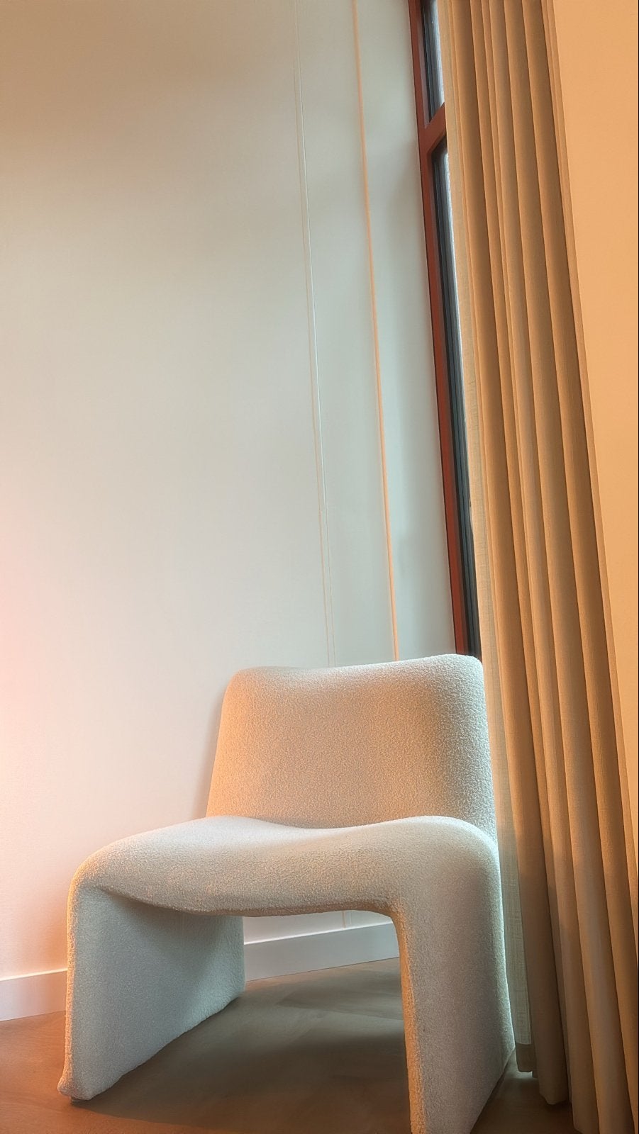 Moderne Bouclé Fauteuil - Crème Wit Kate Karwei, Ophalen, Wit, Zo goed als nieuw, Eén