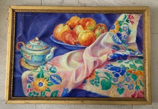 Stilleven in Jugendstil kleuren - Ed . STURM . 20 (dus 1920), Bijzondere lijst, Doek, Stilleven, Impressionistisch