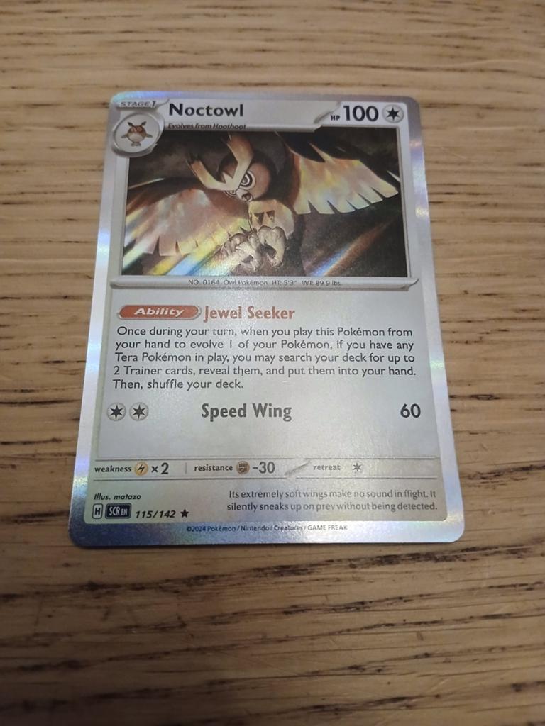 Noctowl 115/142 Reverse Holo Pokemon Kaart, Ophalen of Verzenden, Zo goed als nieuw, Losse kaart, Foil