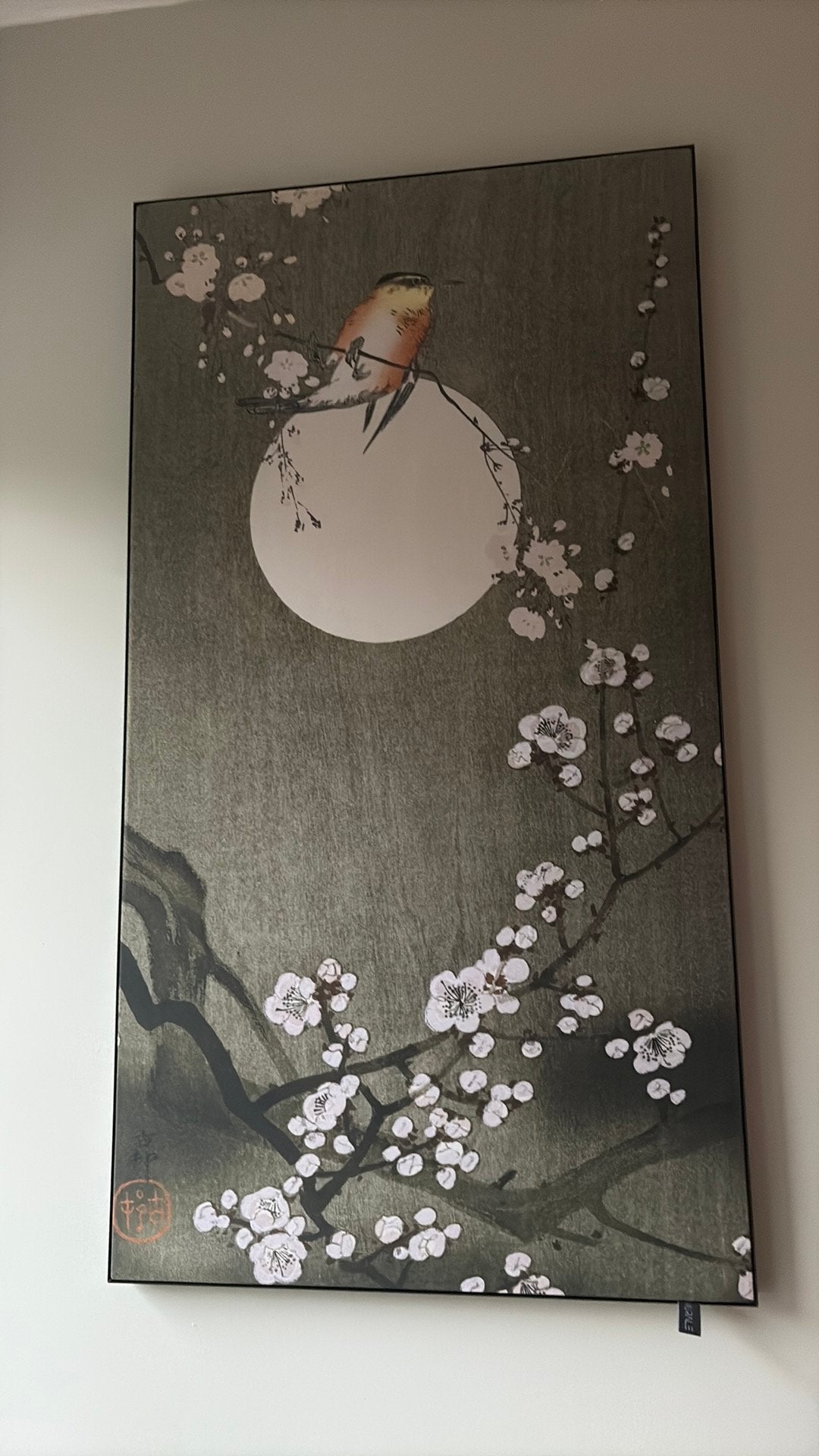 Murale.Japanse kunstprint Ohara Koson. Mees op kersenboomtak, Doek, Dieren, Ophalen of Verzenden, Print