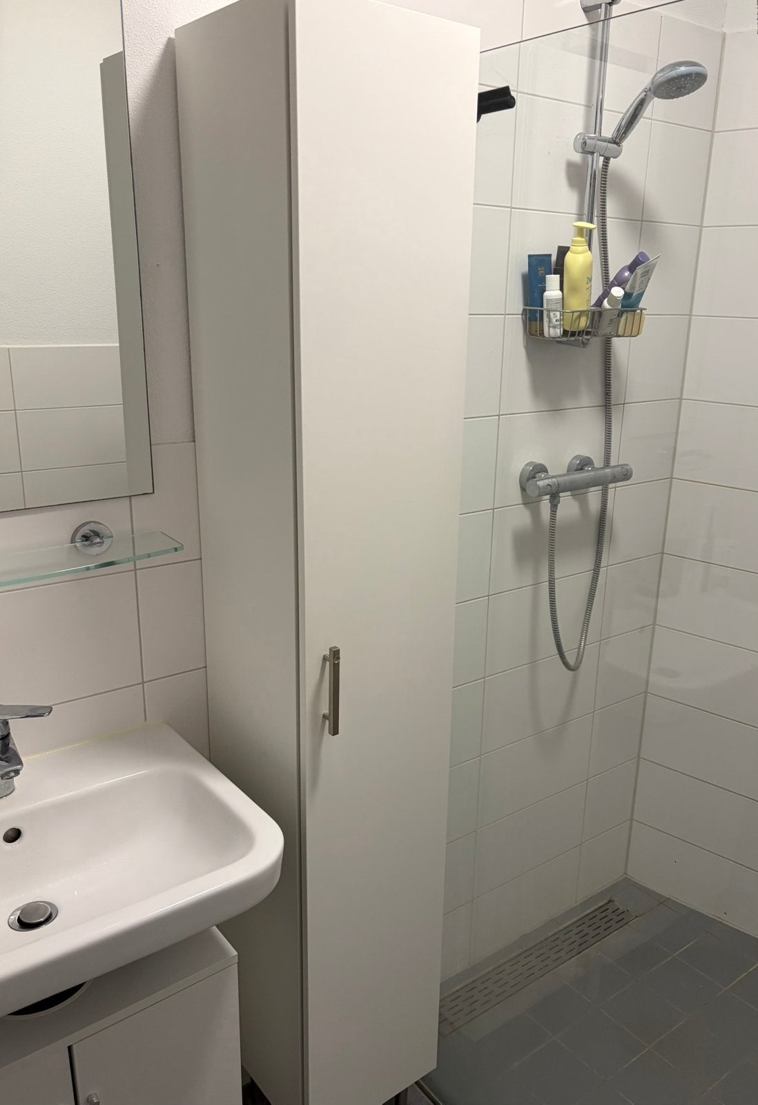 Witte hoge badkamerkast - IKEA NYSJÖN, Ophalen, (Half)hoge kast, Minder dan 50 cm, Zo goed als nieuw
