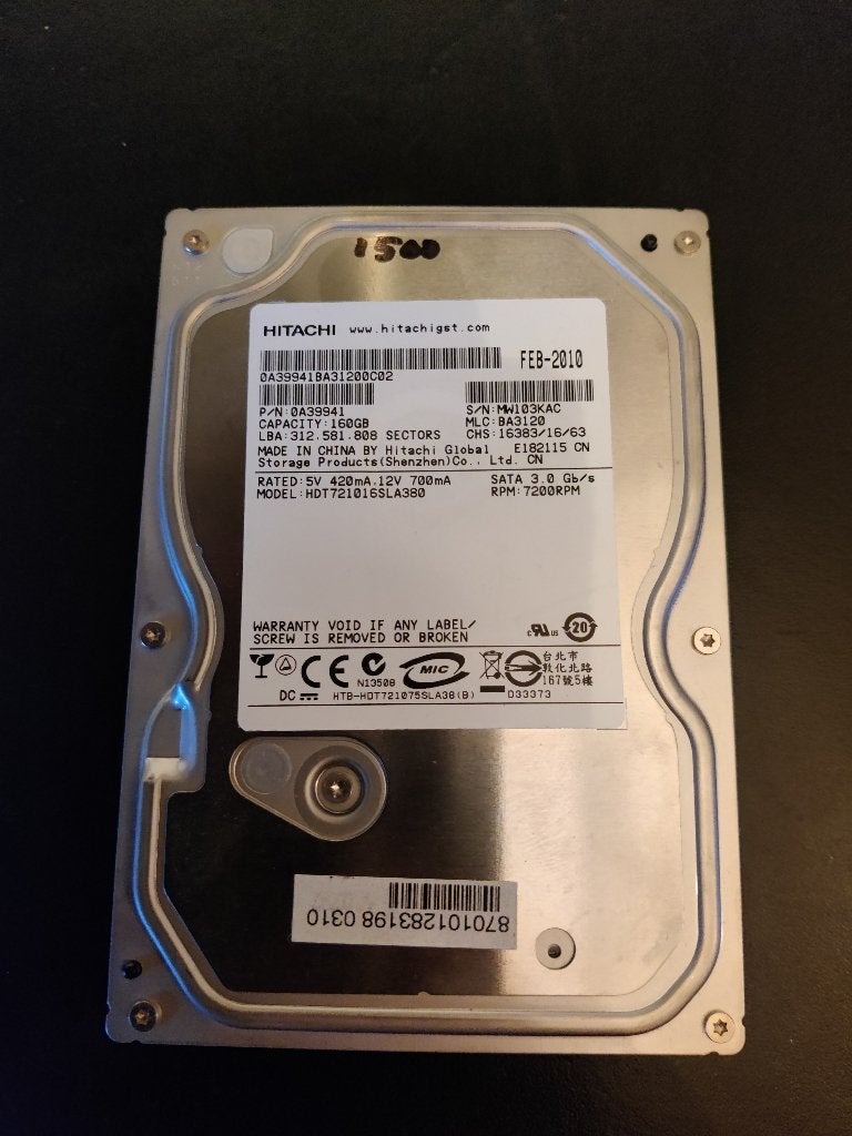 Hitachi 160GB SATA [HDD-1500] 25-8, Gebruikt, SATA, Desktop, 160gb