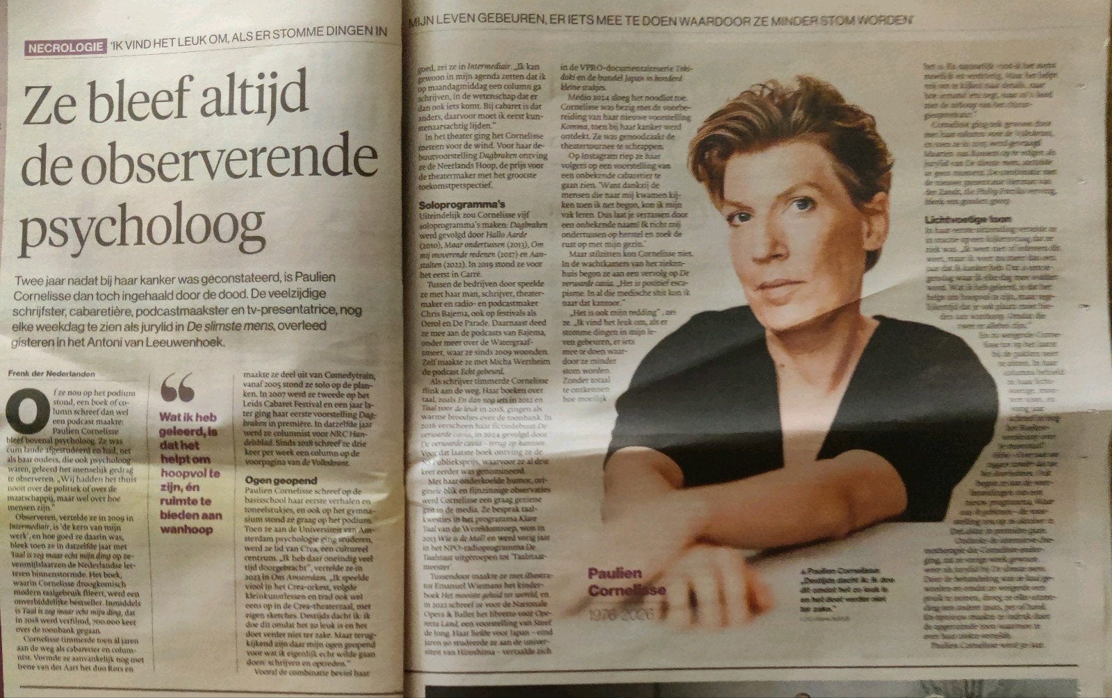 Paulien Cornelisse Krantenartikel, Ophalen of Verzenden