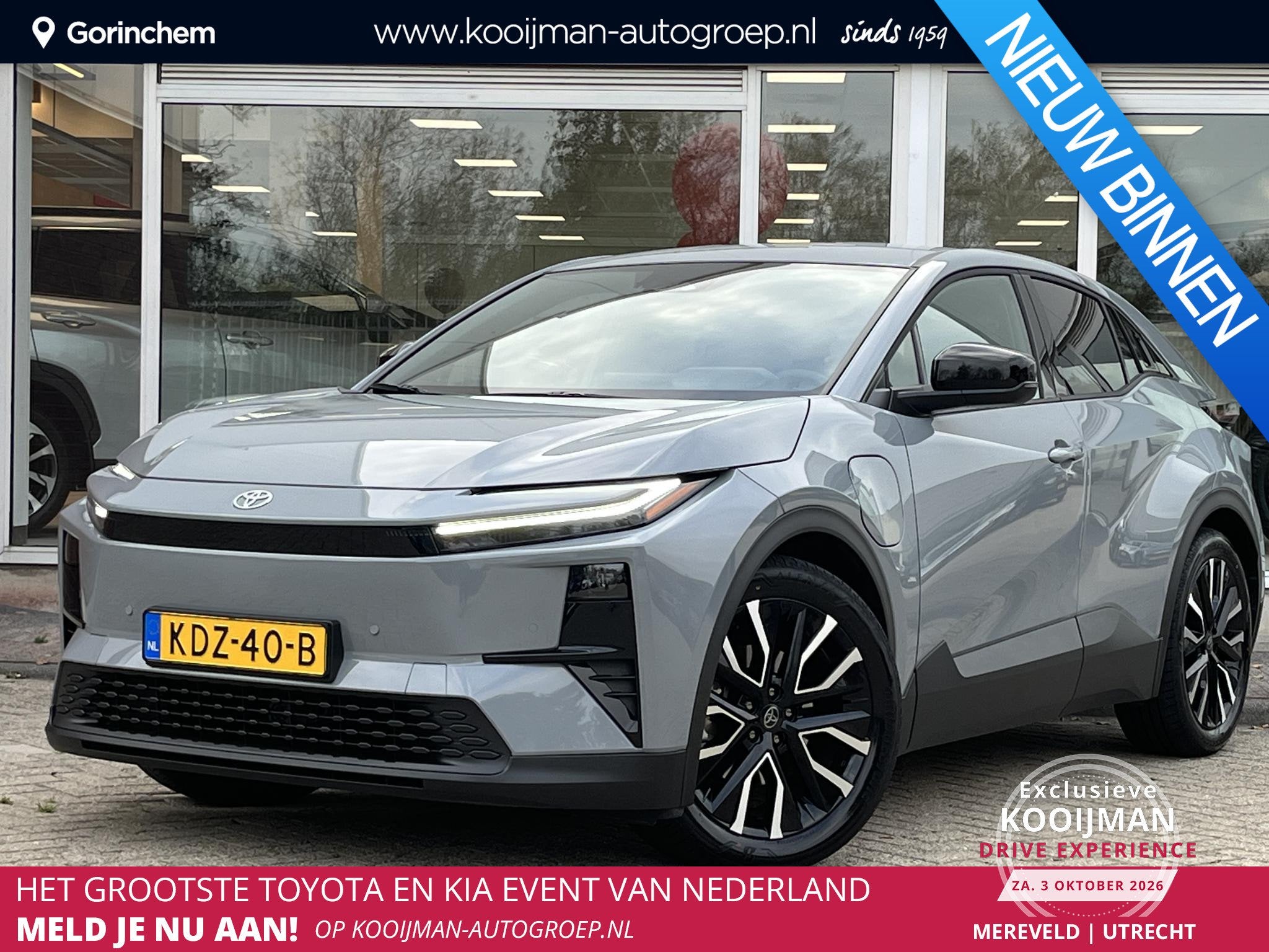 Toyota C-HR+ First Edition 77 kWh l 20 inch velgen l elektri, Gebruikt, 607 km, Leder en Stof, Origineel Nederlands