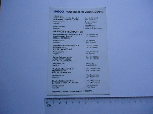 sticker oud IVECO truck DEALER Limburg Oirsbeek born weert, Verzenden, Zo goed als nieuw, Bedrijf of Vereniging