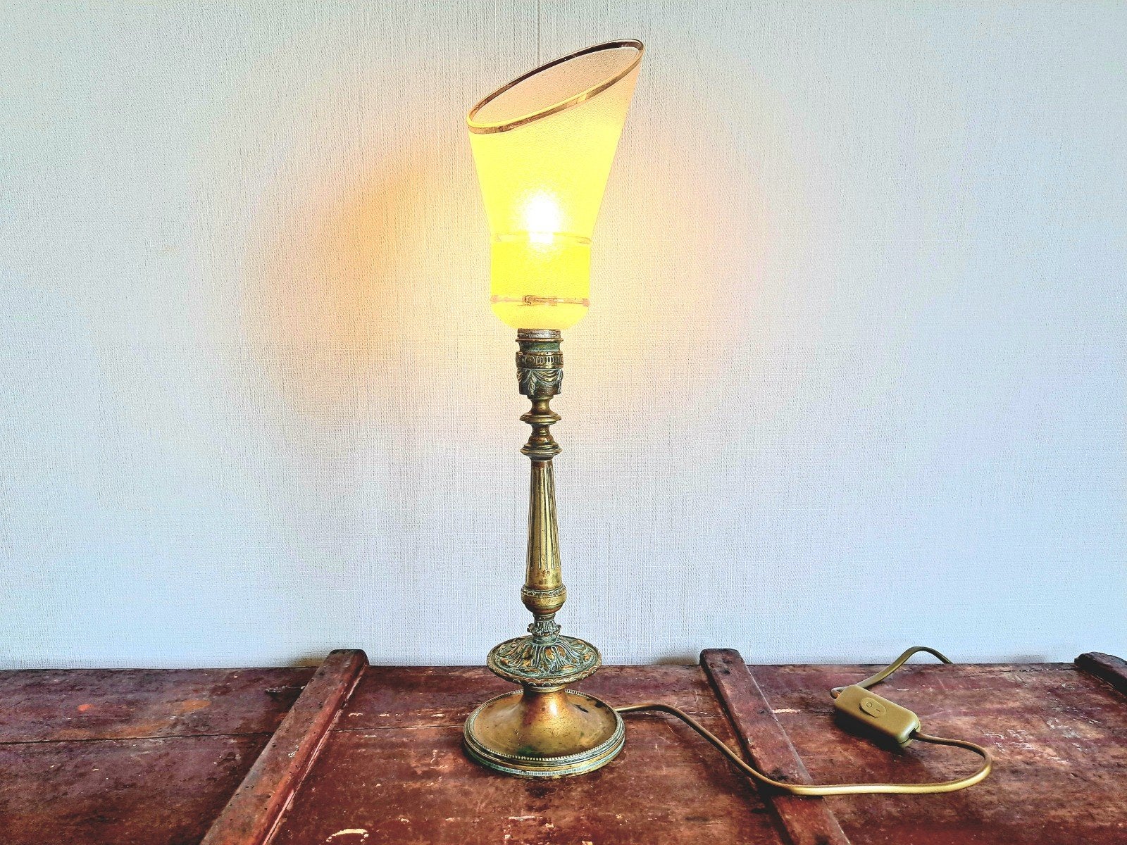 Antieke Art Nouveau Tafellamp - Opnieuw Bedraad, Antiek en Kunst, Antiek | Lampen, Ophalen of Verzenden