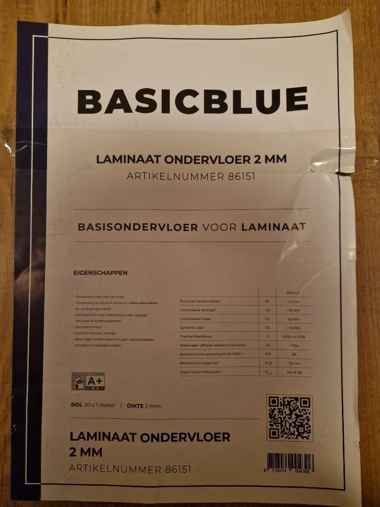 Ondervloer laminaat op rol, Ophalen, Overige typen, Nieuw, 10 m² of meer