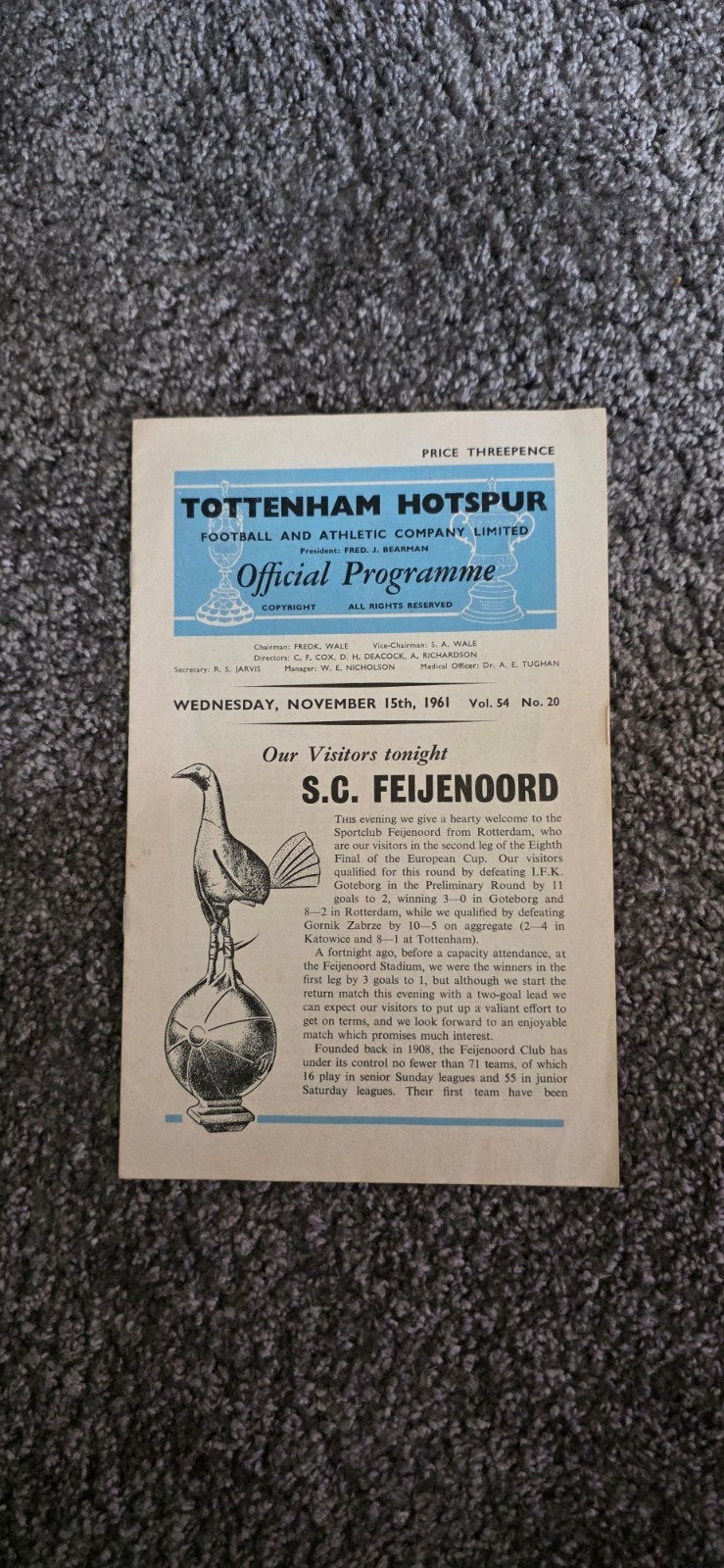 Feyenoord programma's internationaal, Verzamelen, Sportartikelen en Voetbal, Verzenden, Feyenoord, Boek of Tijdschrift