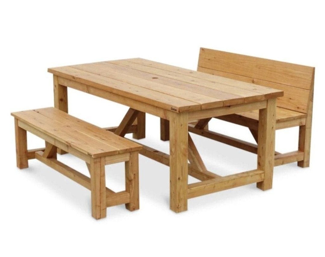 Douglas tuintafel met banken, Tuin en Terras, Ophalen of Verzenden, Nieuw, Rechthoekig, Hout