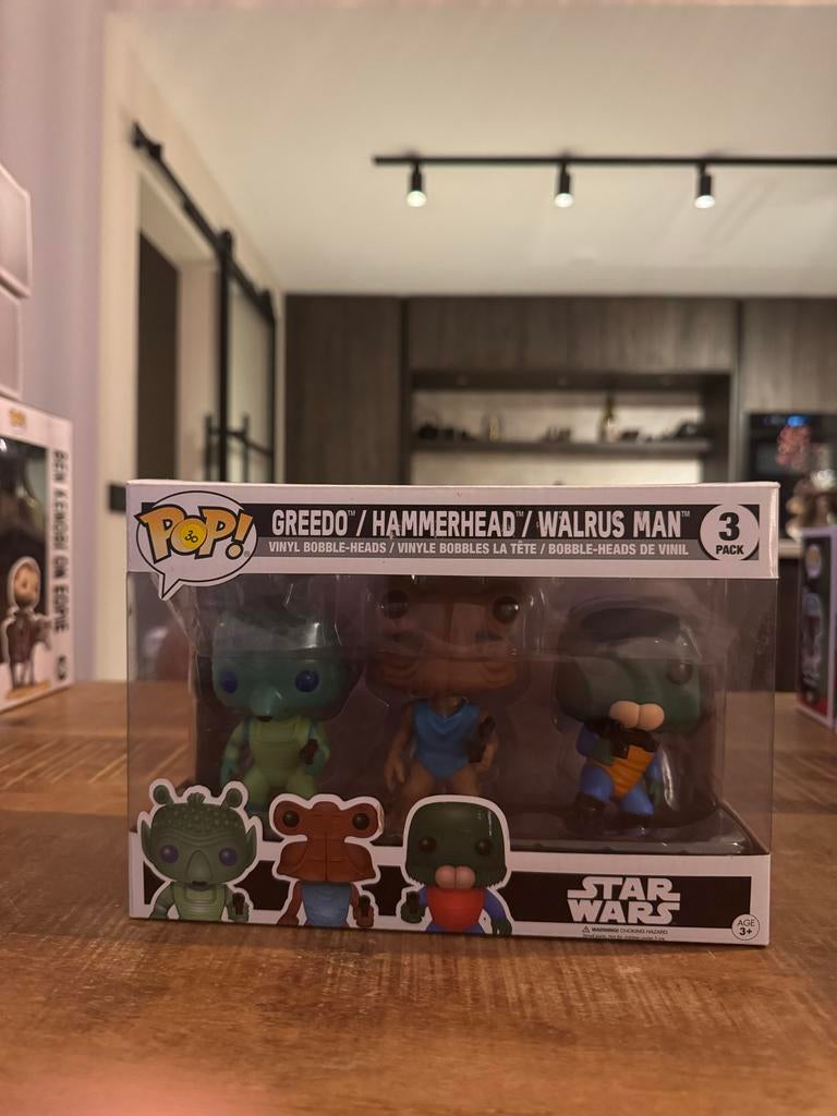 Funko Pop! Star Wars Greedo Hammerhead Walrus Man 3-pack, Verzamelen, Speelgoed, Nieuw, Ophalen of Verzenden