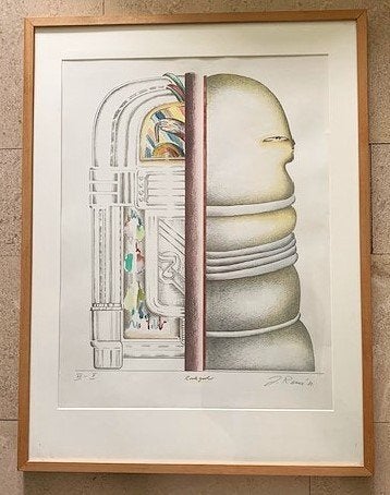 Getiteld Music-Girl '81 - Jörg Remé (geboren 1941), Personages en Fantasiefiguren, Ophalen of Verzenden, Lithografie, Gelimiteerde oplage