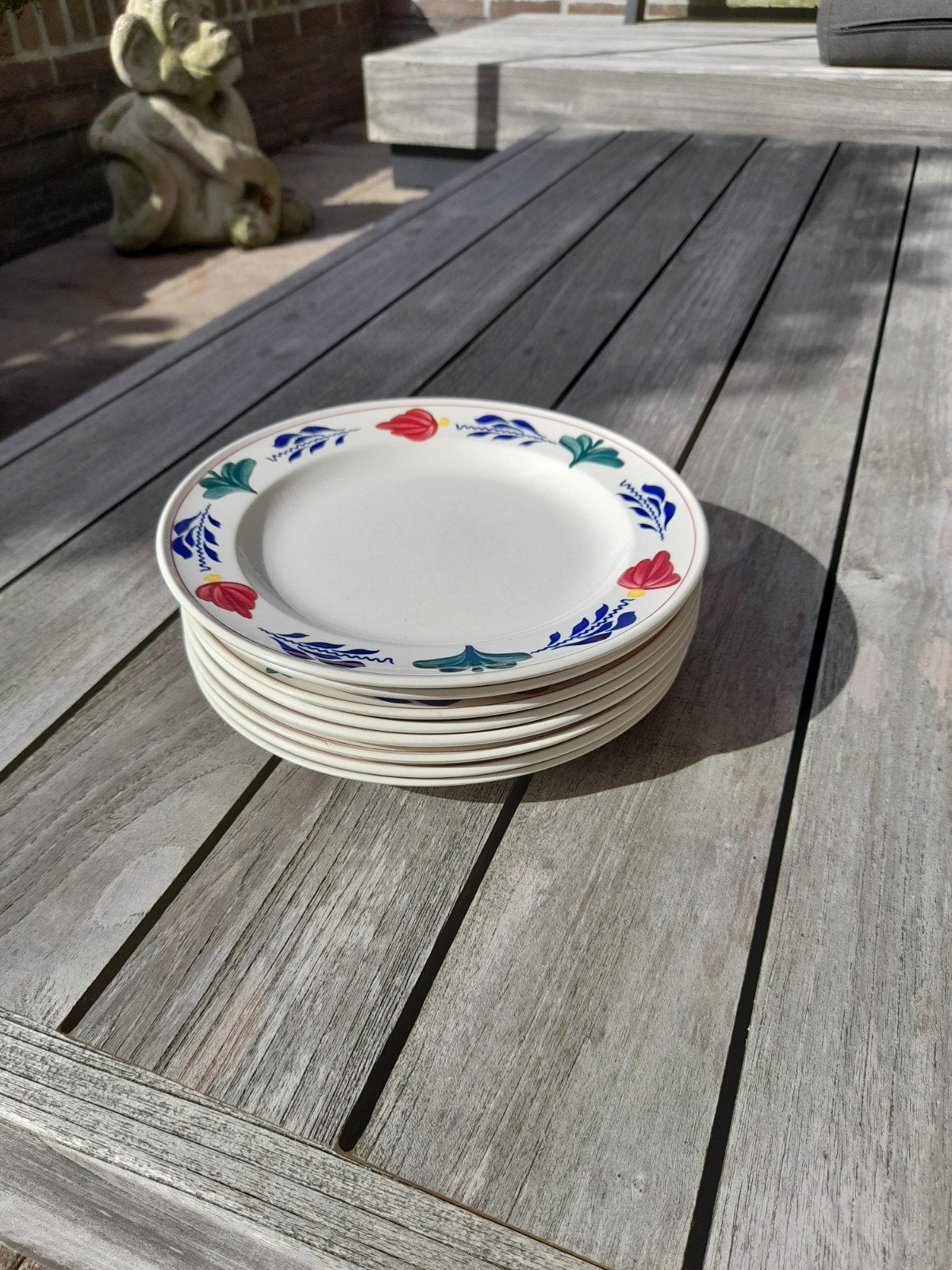 8 Boerenbont ontbijtborden, Ophalen of Verzenden