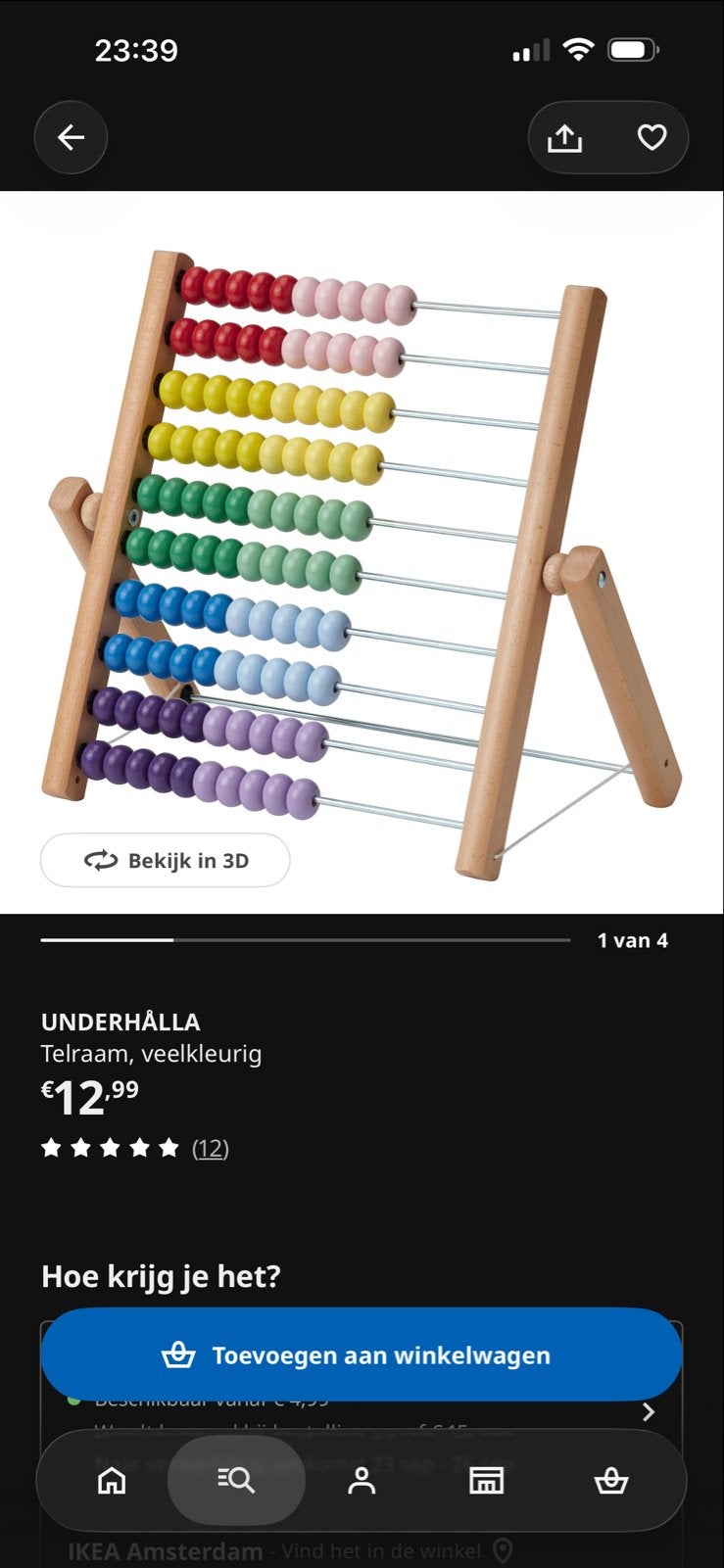 Ikea houten telraam - educatief speelgoed, Ophalen of Verzenden, Gebruikt, Rekenen