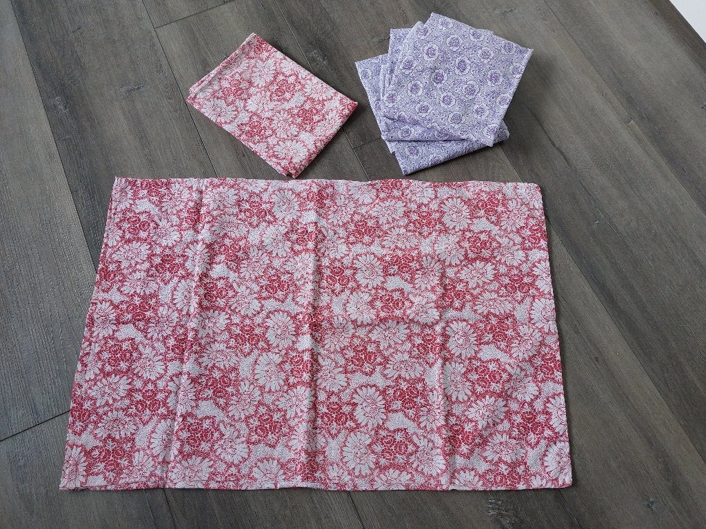 5 antieke onder -slopen jaren 60, rood 68x47, paars 64x65 cm, Ophalen of Verzenden