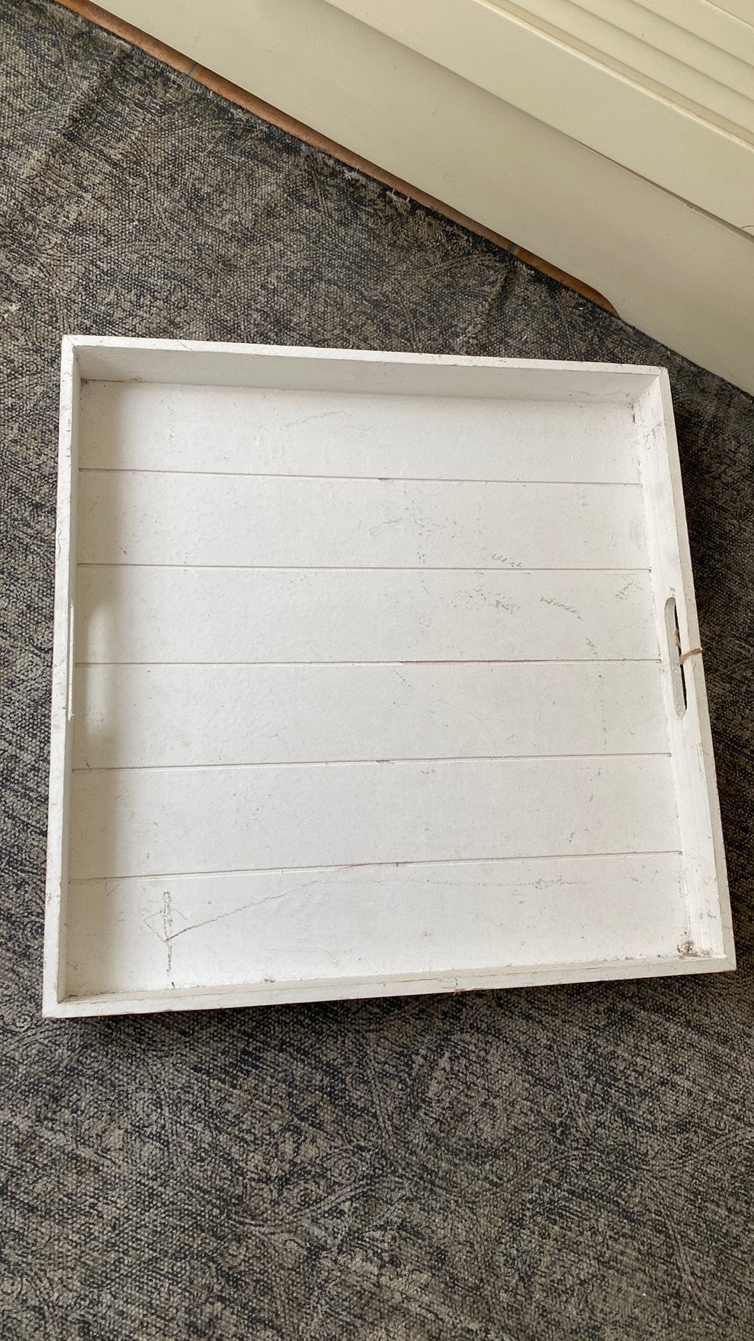 48x48 dienblad hout ecru/wit, Huis en Inrichting, Woonaccessoires | Dienbladen, Ophalen, Zo goed als nieuw, Rechthoekig, Hout