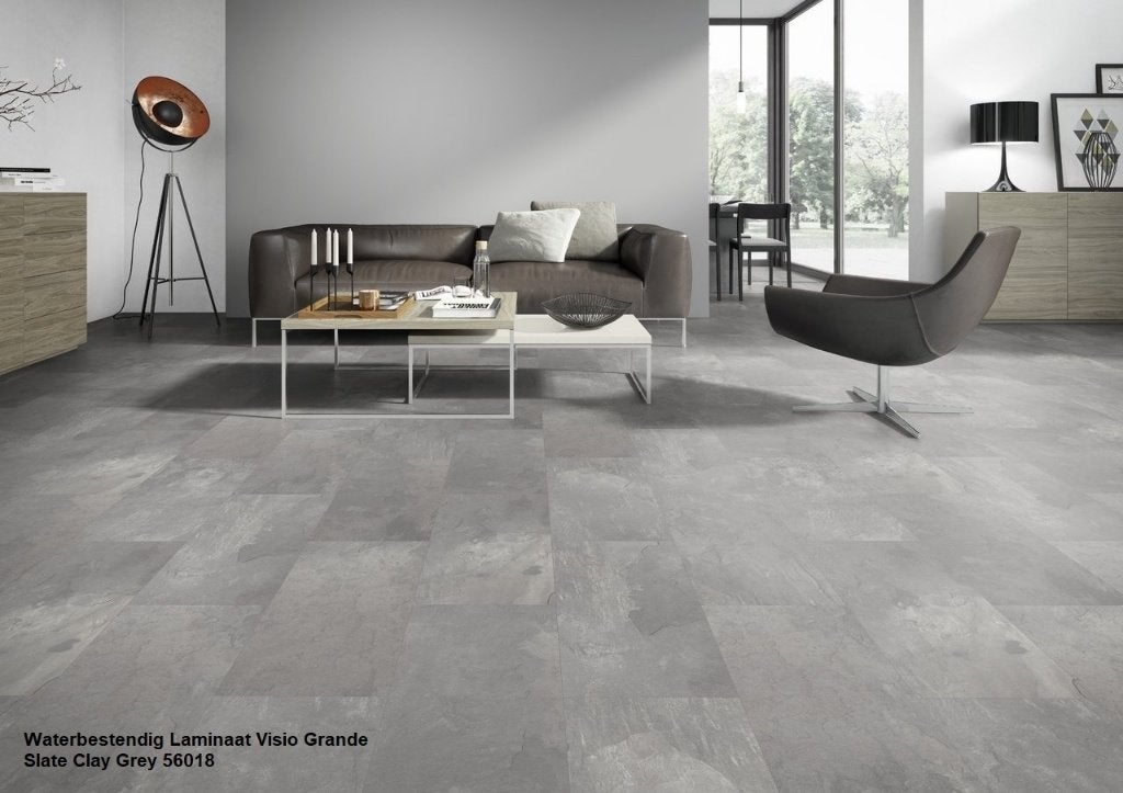 Waterbestendig Visio Grande Tegel Laminaat Slate Clay Grey, 75 m² of meer, Tegel laminaat vloer waterbestendig Leisteen grijs
