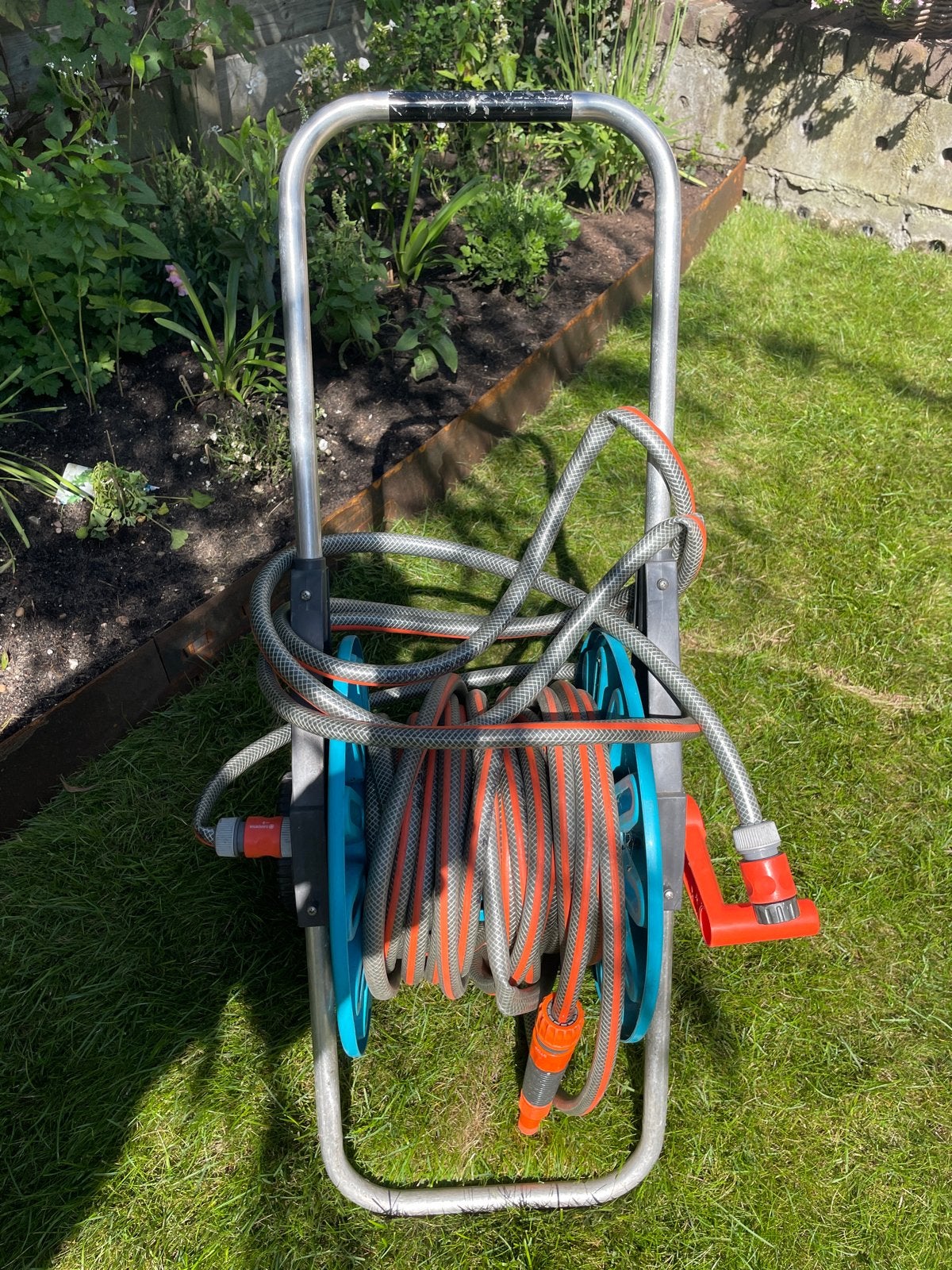 Gardena haspel met tuinslang (20m) compleet., Ophalen, Gebruikt, Tuinslanghaspel