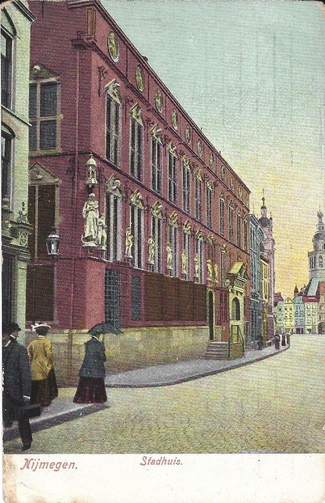 AK Nijmegen Stadhuis Burchtstraat 1908, Verzamelen, Ophalen of Verzenden, Voor 1920, Gelopen, Gelderland
