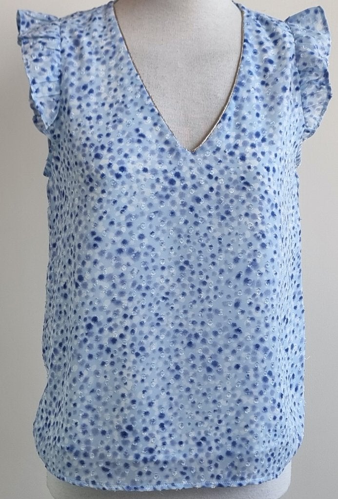 Ikoone&Bianka lichtblauw bloesje met print mt. S, Ikoone&Bianka, Blauw, Ophalen of Verzenden, Zo goed als nieuw