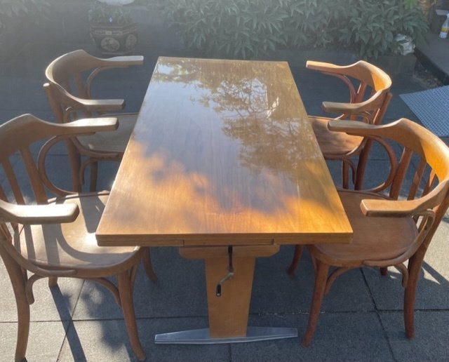 Uitschuifbare eettafel met 4 stoelen, Huis en Inrichting, Tafels | Eettafels, Ophalen, Gebruikt, 100 tot 150 cm, 50 tot 100 cm