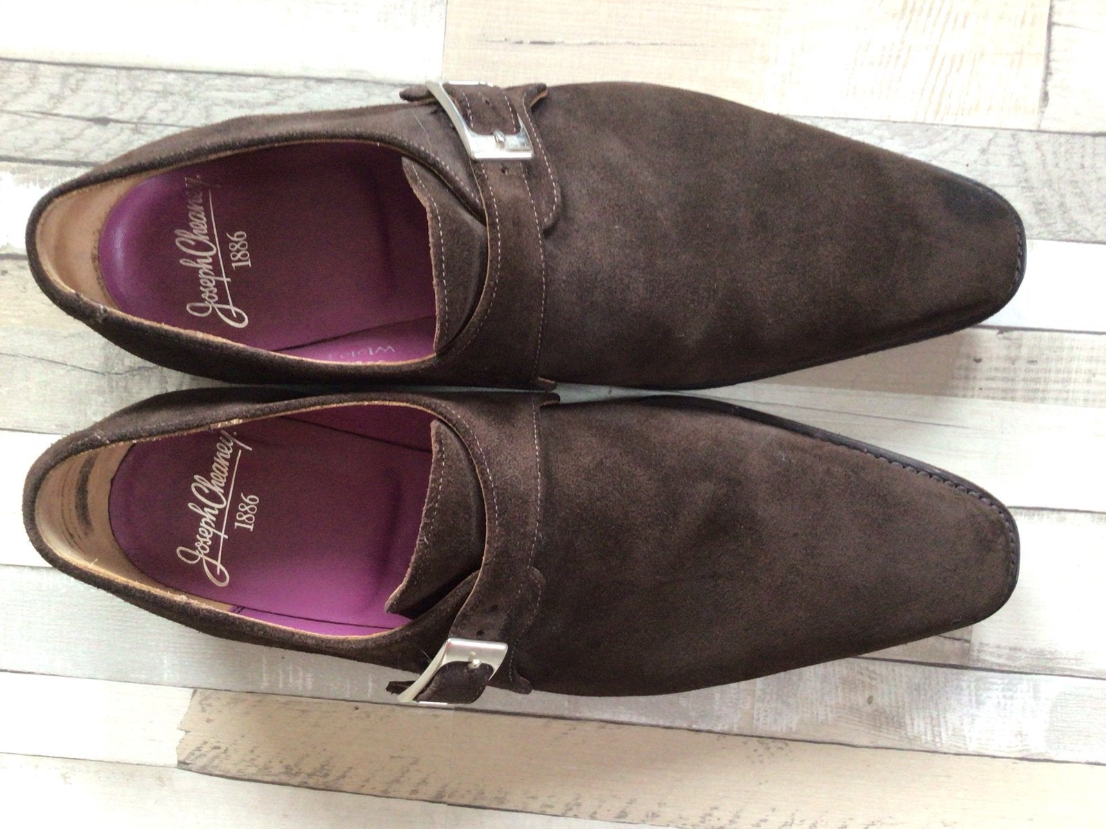 Joseph Cheaney & Sons suède gespschoenen, Kleding | Heren, Schoenen, Ophalen of Verzenden, Zo goed als nieuw, Bruin, Gespschoenen