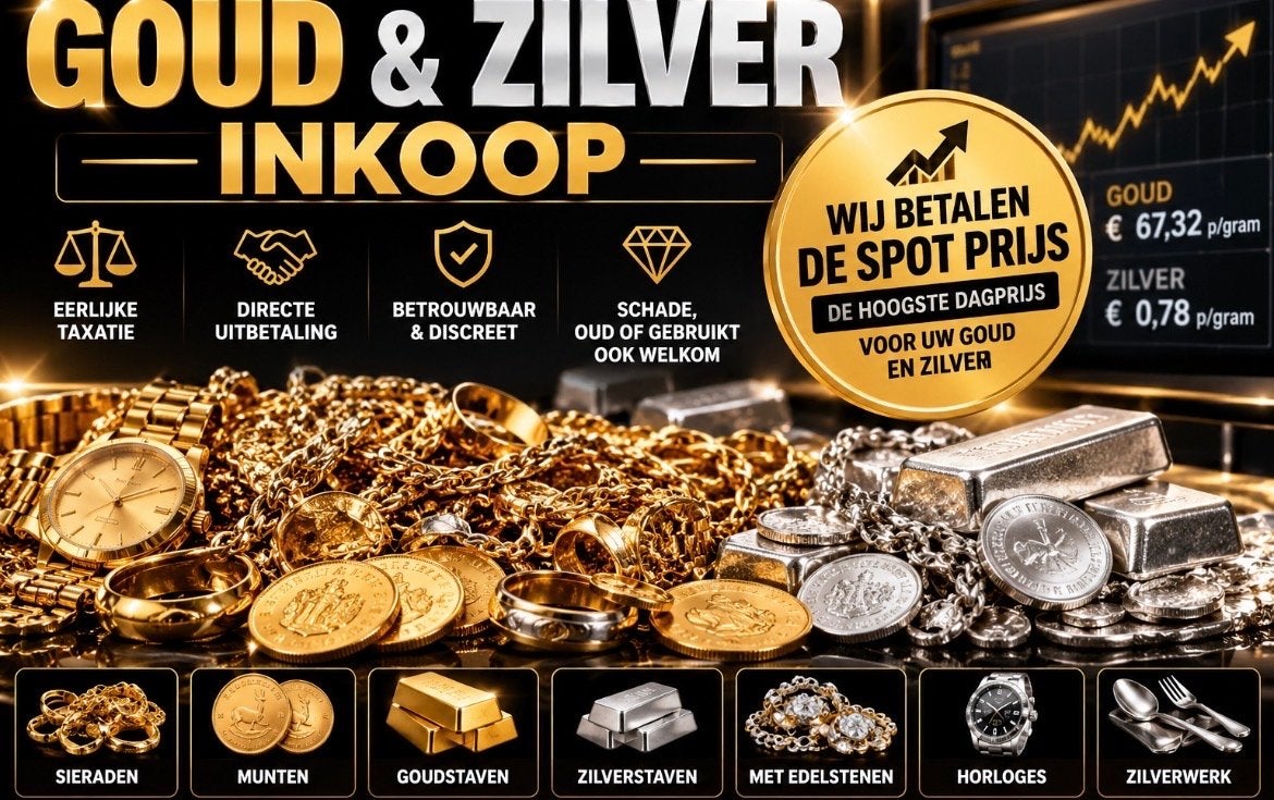 Goud en Zilver Inkoop - Hoogste Dagprijs & Directe Uitbetali, Ophalen of Verzenden, Goud