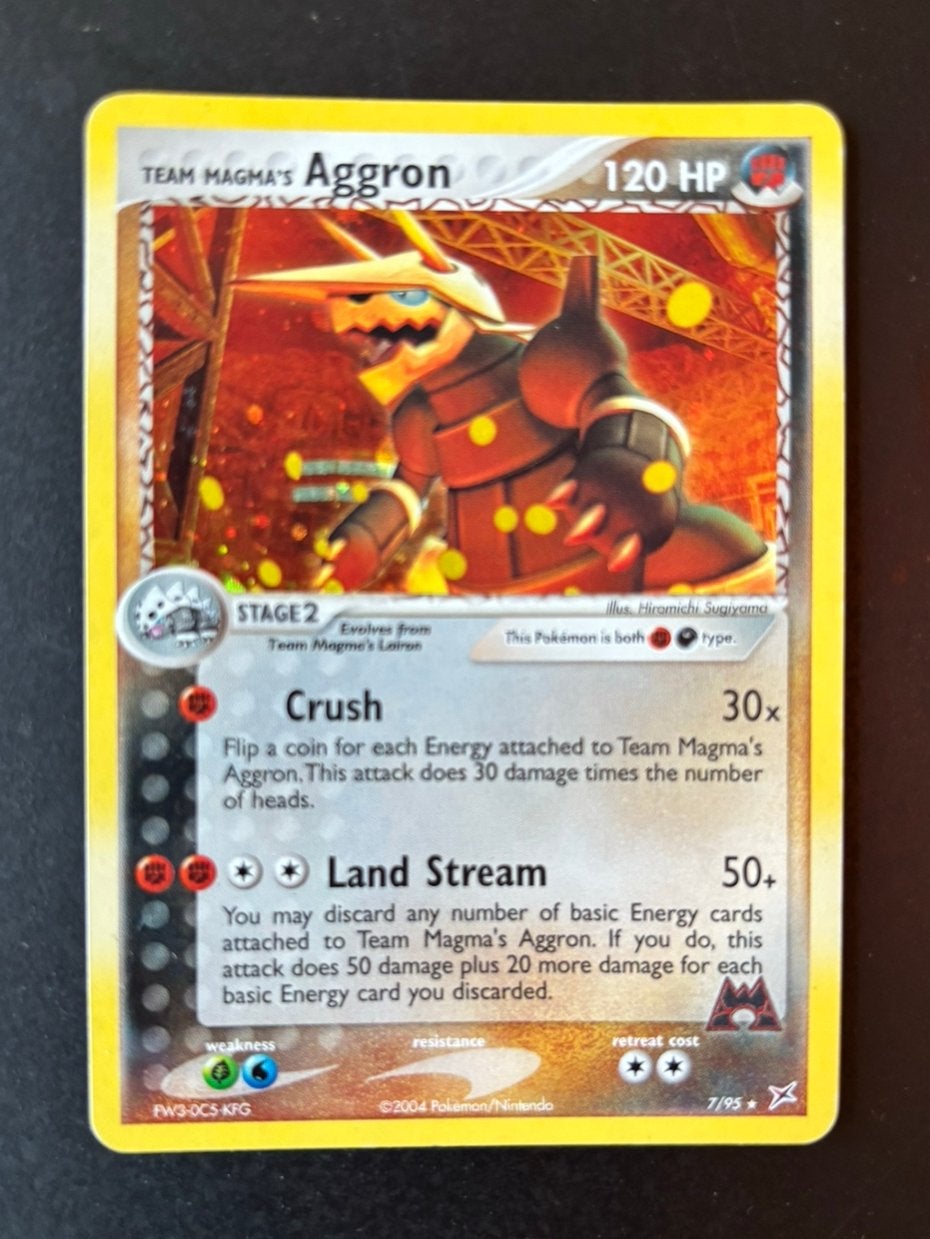 Pokémon TCG (2004)Team Magma's Aggron 7/95 Holo, Ophalen of Verzenden, Gebruikt