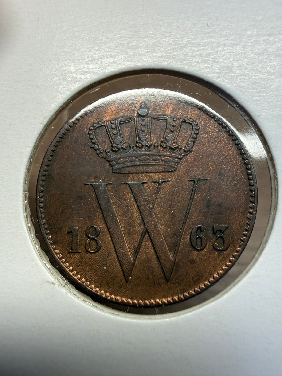 1 cent 1863 Willem III, Ophalen of Verzenden, Koning Willem III, 1 cent, Losse munt