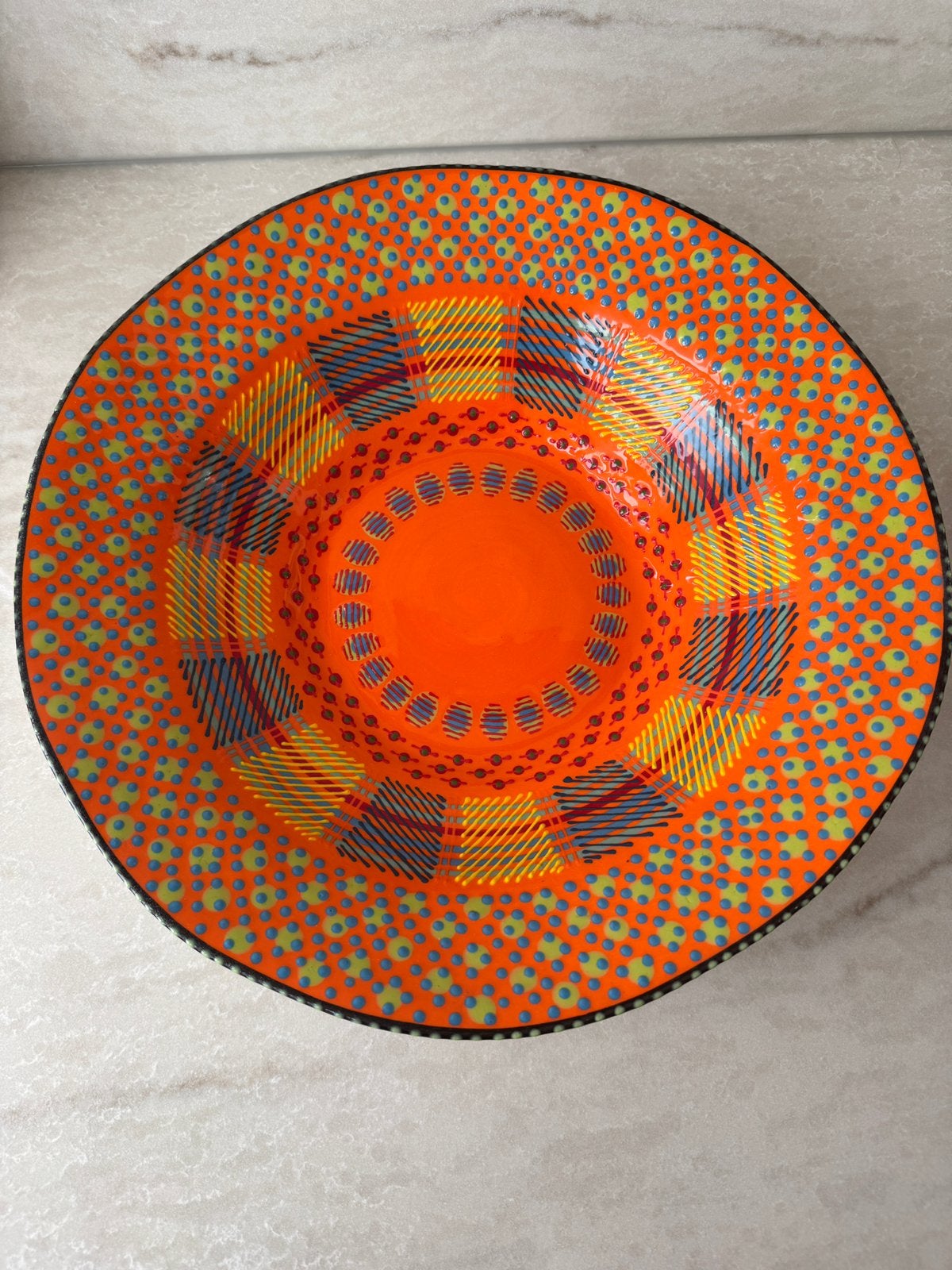 XL handbeschilderde Schaal (40 cm)  Potter's Workshop, Ophalen of Verzenden, Zo goed als nieuw, Rond, Porselein of Keramiek