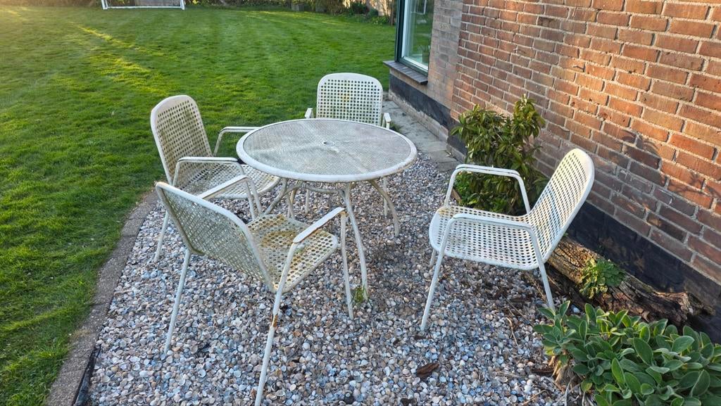 Bistro set, Tuin en Terras, Tuinsets en Loungesets, Ophalen, Gebruikt, Overige materialen, 4 zitplaatsen