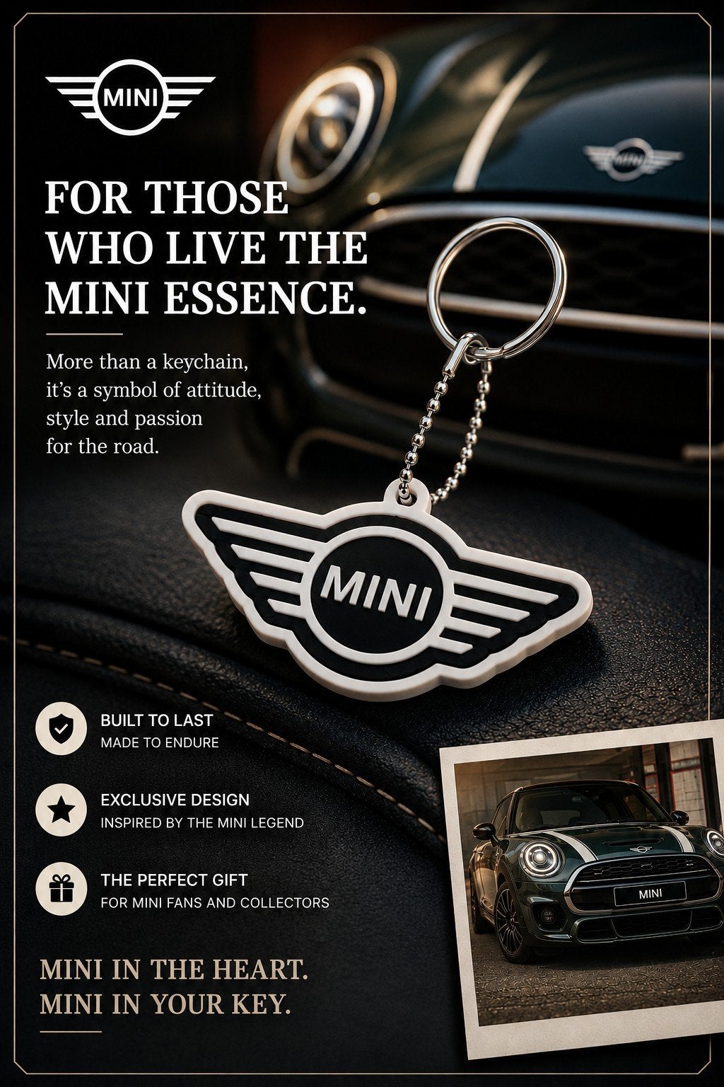 MINI Sleutelhanger - Essentie van Stijl en Passie, Verzenden, Nieuw
