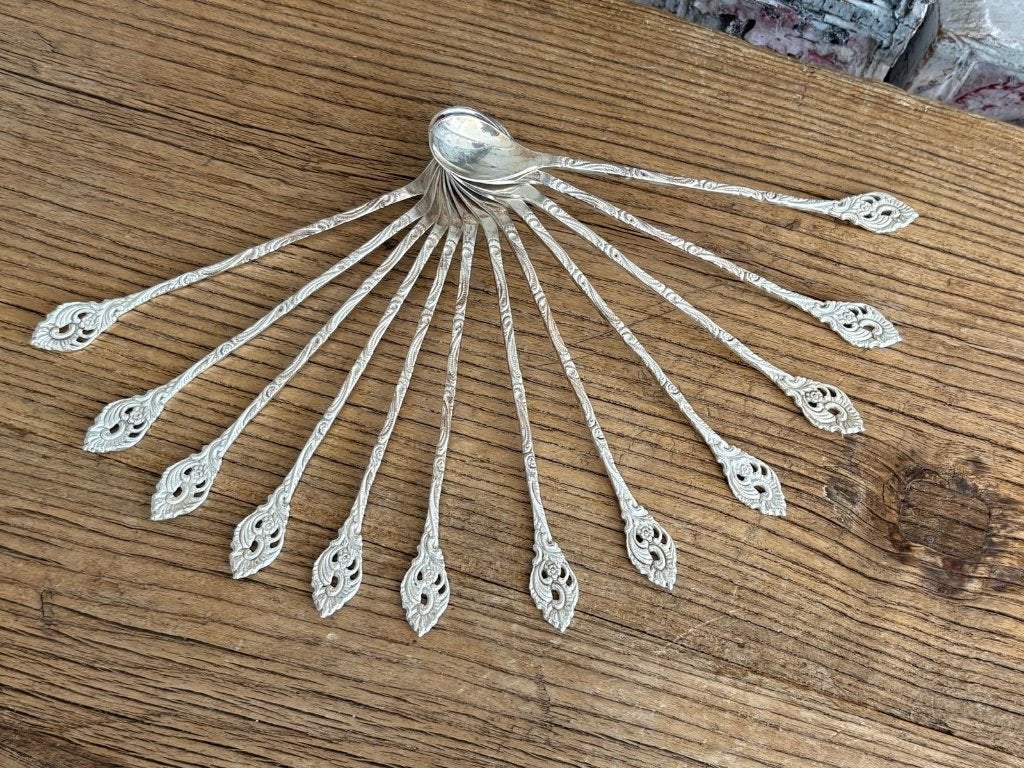 12 Verzilverde sorbetlepel kwastlepel Gero Zeist, model 635, Ophalen of Verzenden