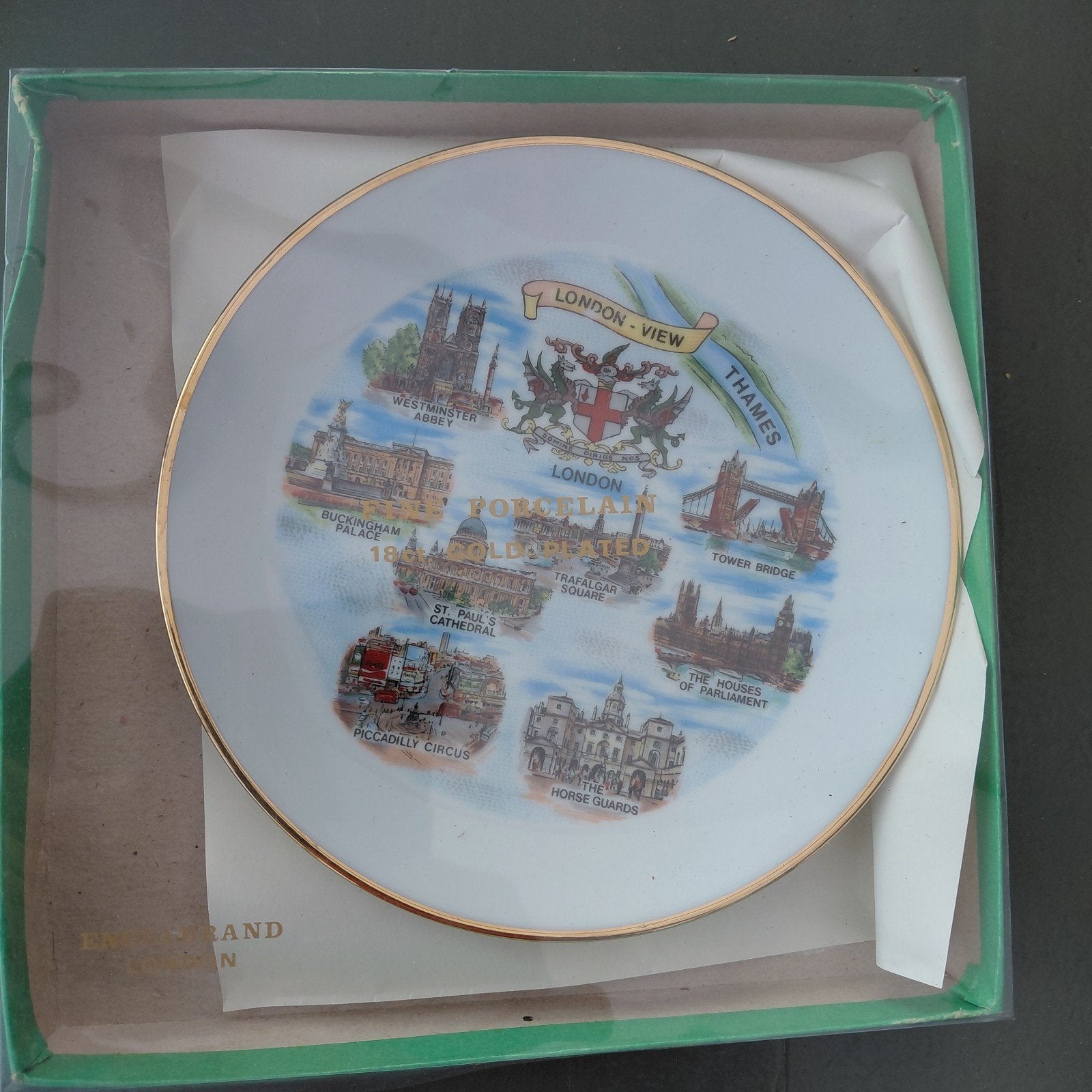 Decoratief Porseleinen Bord 'London View' - 18K Verguld, Ophalen of Verzenden