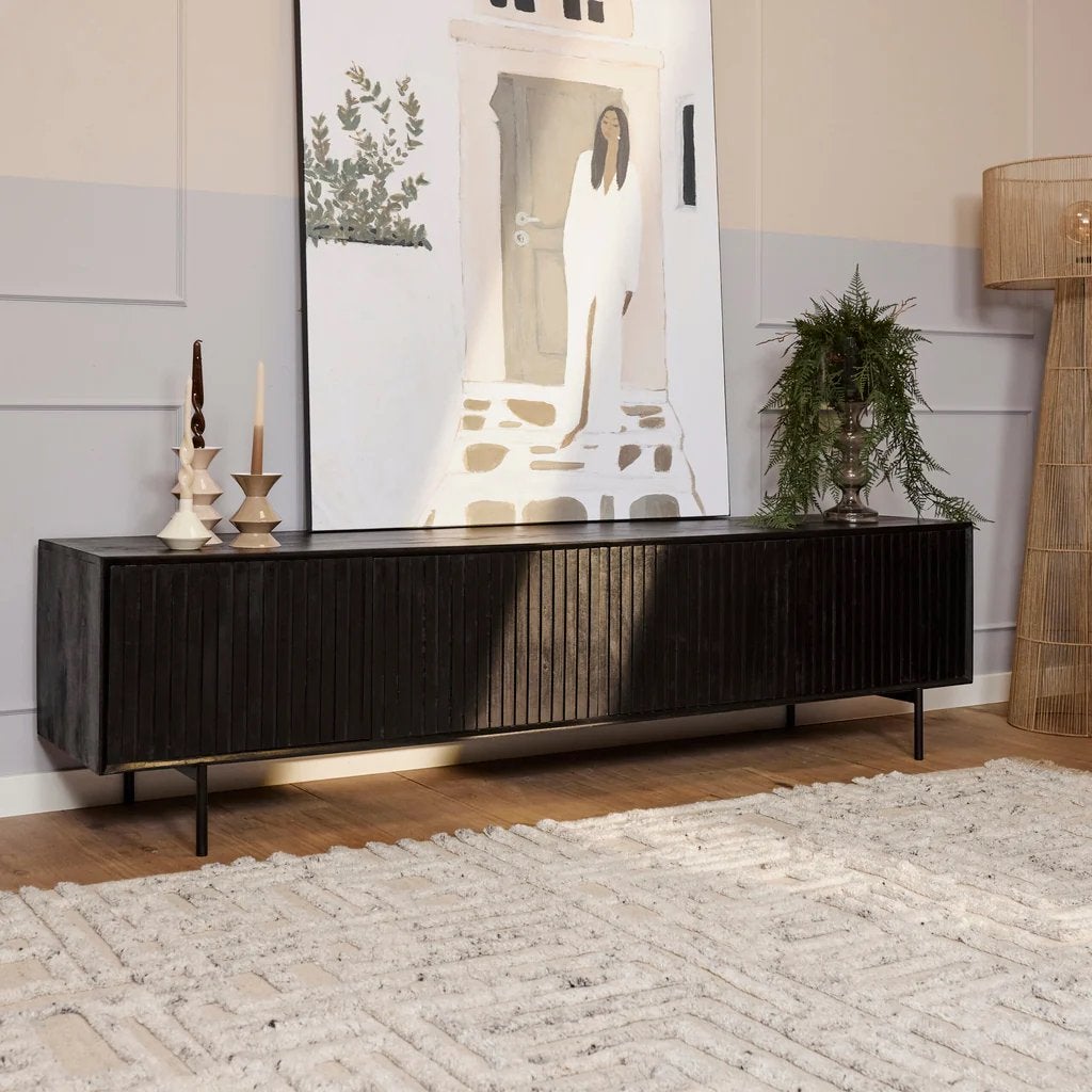 Starfurn Madison Salon Tafel & TV Meubel Zwart - Z.g.a.n., Ophalen, Overige materialen, 100 tot 150 cm, Zo goed als nieuw