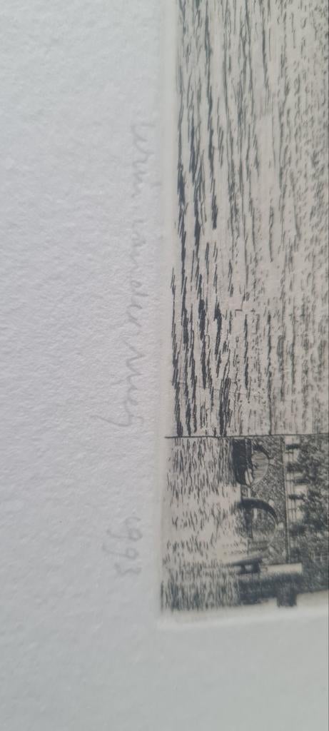 Wim van der Meij - Ets van Amsterdam (handgesigneerd), Antiek en Kunst, Stadsgezicht, 1950 - 1999, Ets, Ingelijst