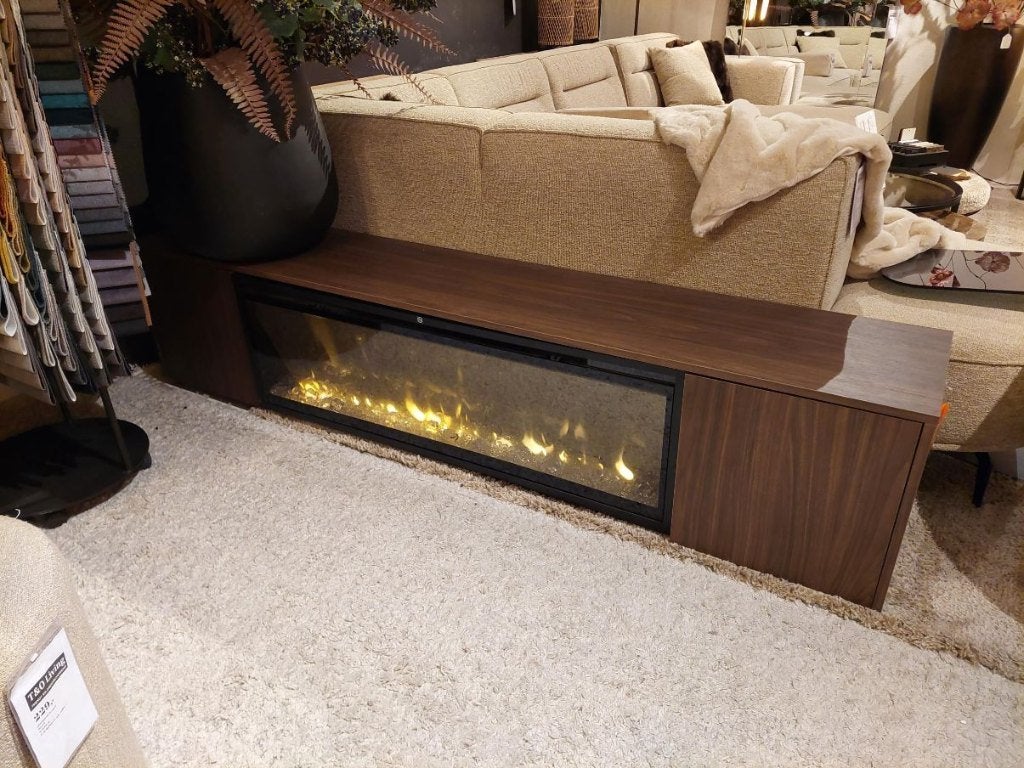 tv meubel, sfeer haard, hoter sjiek, stoer en sober,, Ophalen, Overige materialen, Nieuw, 200 cm of meer