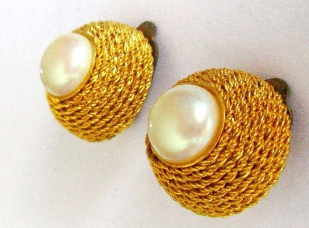 Vintage Chique Art Deco-stijl Toren Oorbellen clips verguld, Overige materialen, Verzenden, Zo goed als nieuw, Knopjes of Stekers