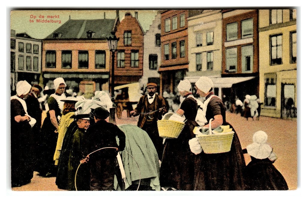 Middelburg, Op de markt te Middelburg, Verzenden, 1920 tot 1940, Ongelopen, Zeeland