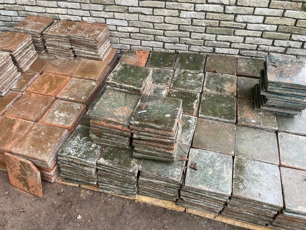 Oude terracotta tegels (ca 23 m2) - estrikken look a like, Ophalen, Overige materialen, Gebruikt, Minder dan 20 cm