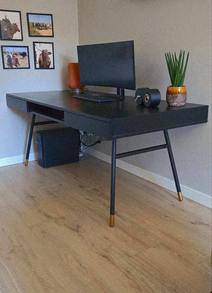 Groot bureau massief essenhout, Ophalen, Zo goed als nieuw