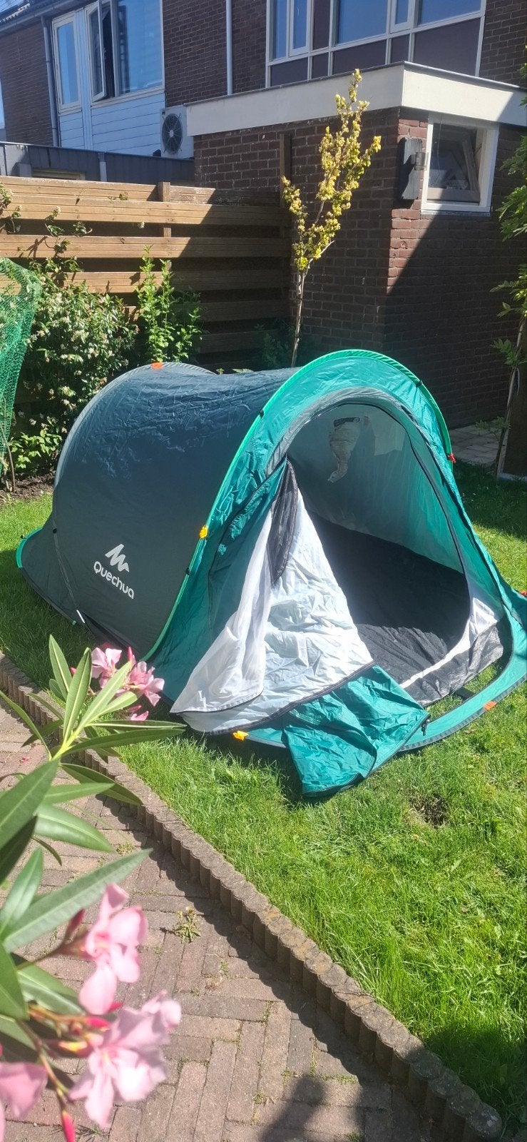 2 Quechua tentjes 2 persoons groen en blauw, Ophalen