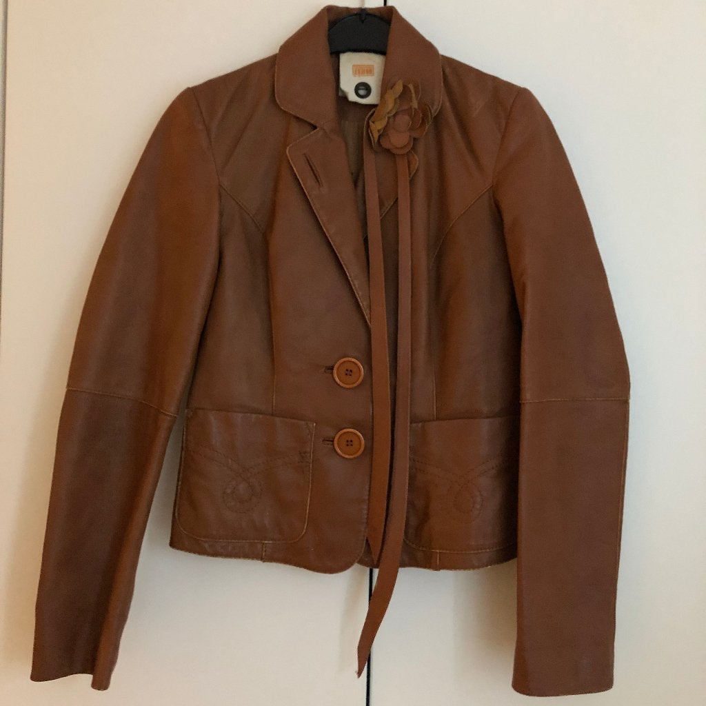 Leer dames jasje Object, Overige kleuren, Object, Lange mouw, Gedragen